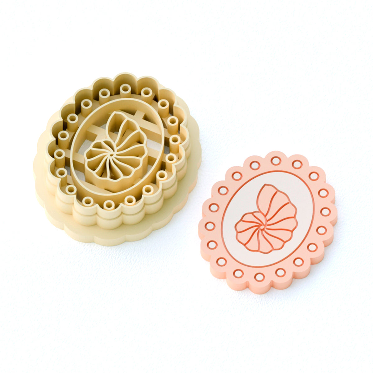Seashell in fancy frame clay cutter set