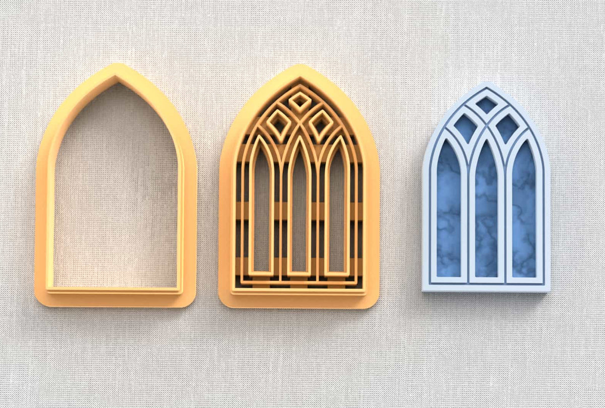 Gothic windows and frames polymer clay cutters.