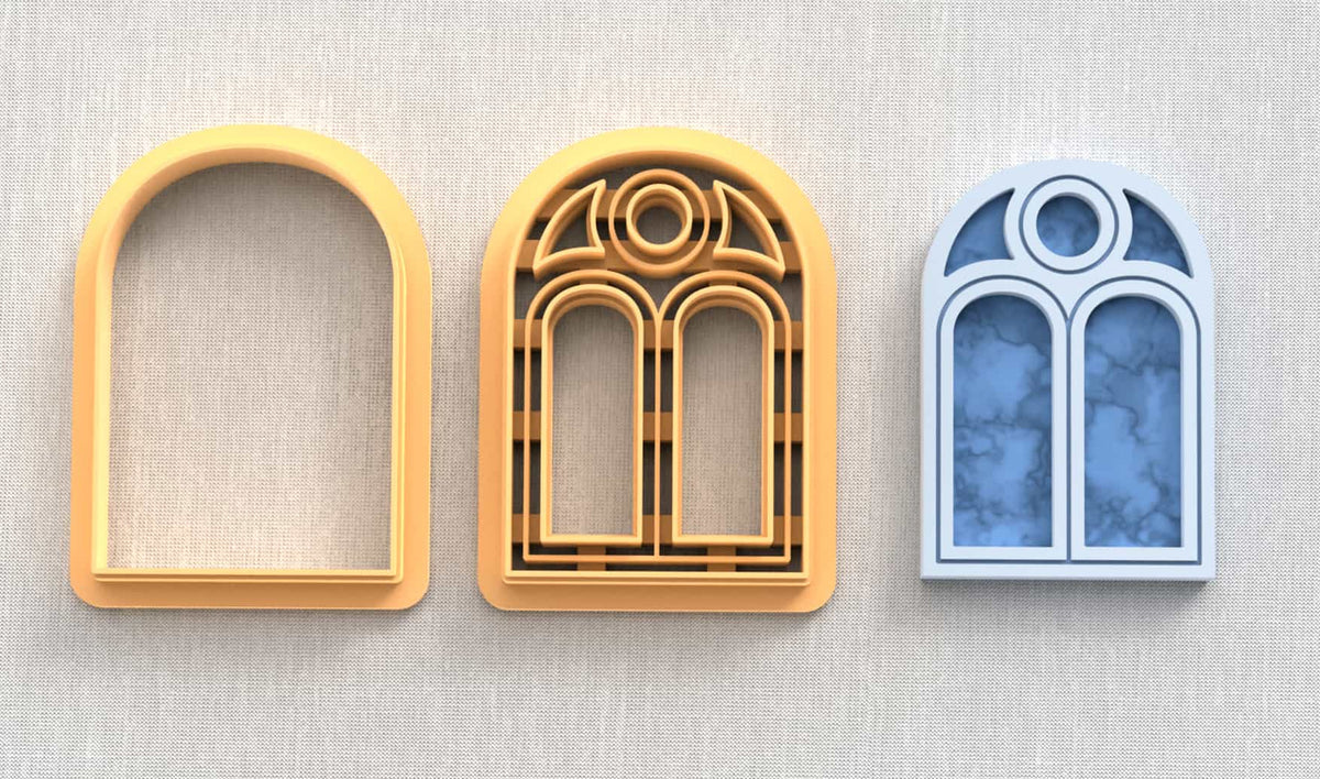 Gothic windows and frames polymer clay cutters.