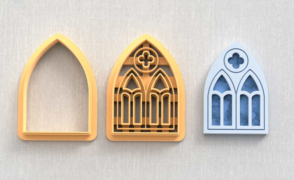 Gothic windows and frames polymer clay cutters.