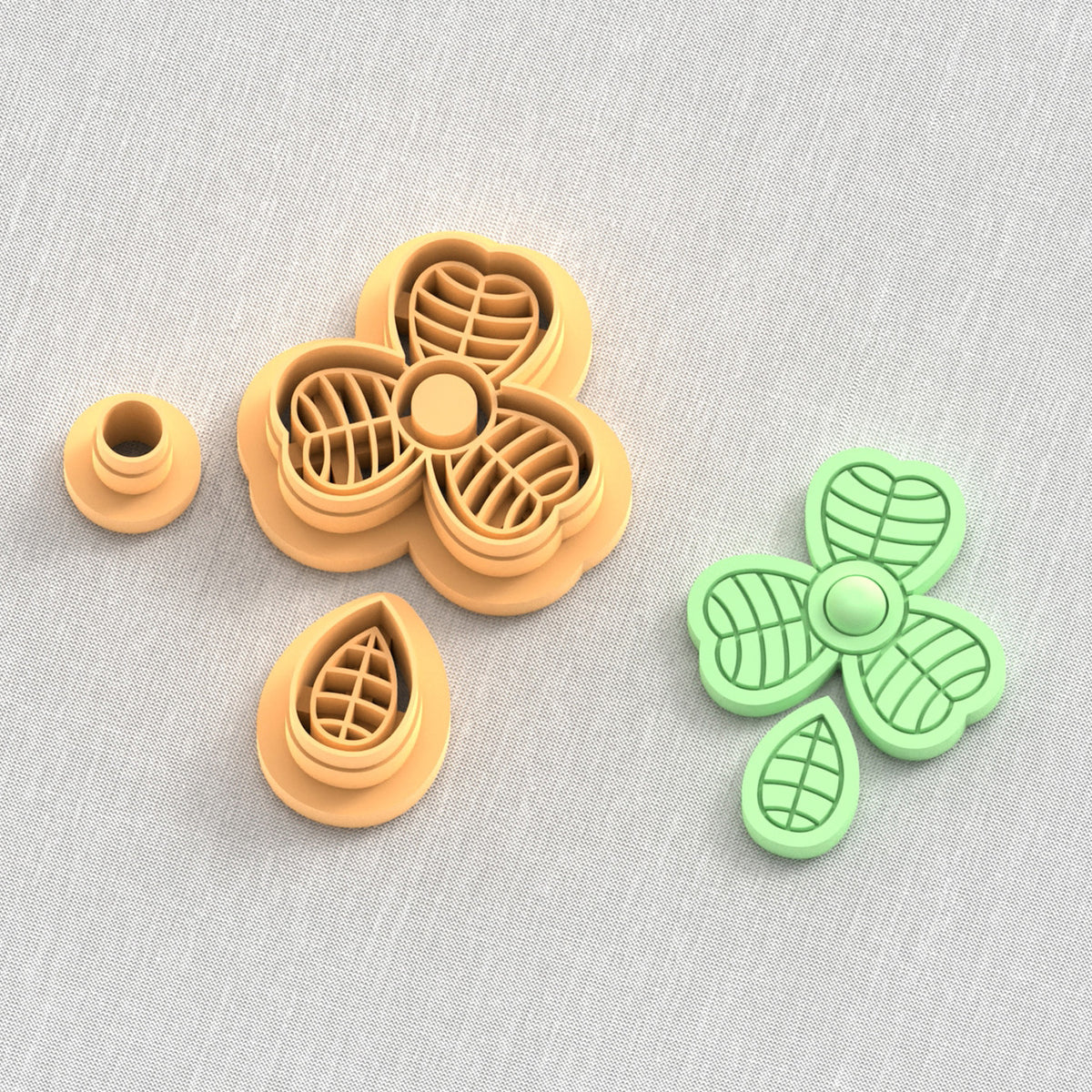 Clover shaped polymer clay cutter set