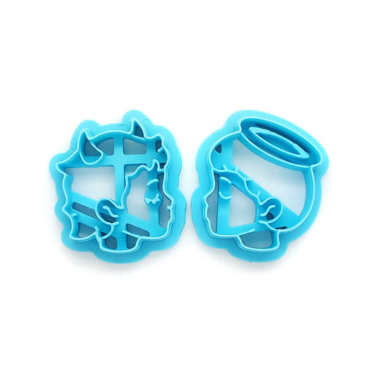 Angel and Devil cute face polymer clay cutters.