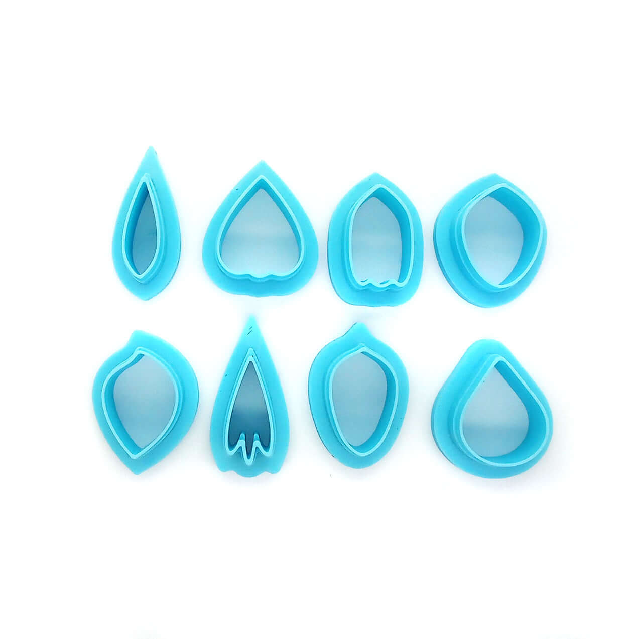 Set of 8 flower petal clay cutters, tiny size.