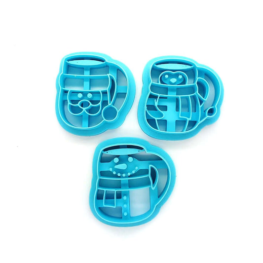 Christmas Mug Clay Cutters: Santa, Snowman & Penguin