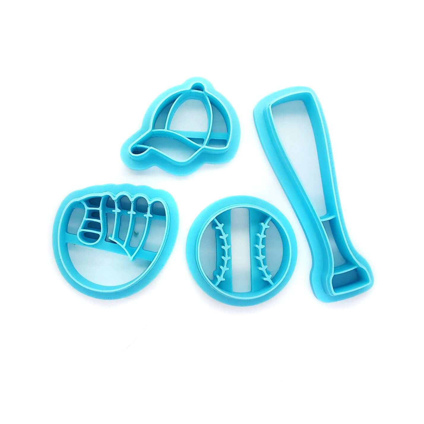 Baseball Clay Cutter Set: Cap, Ball, Glove & Bat