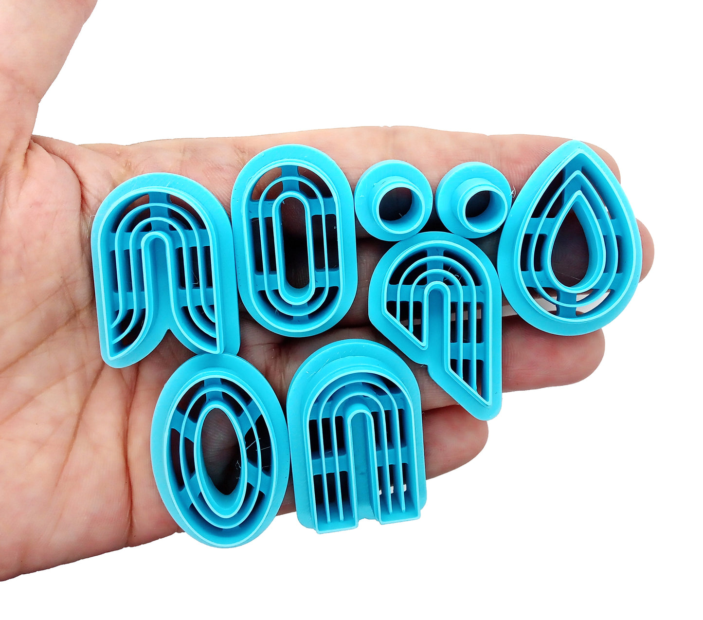 Clay Cutters for Earrings: 7 pieces, Ovals and Rainbow Shapes
