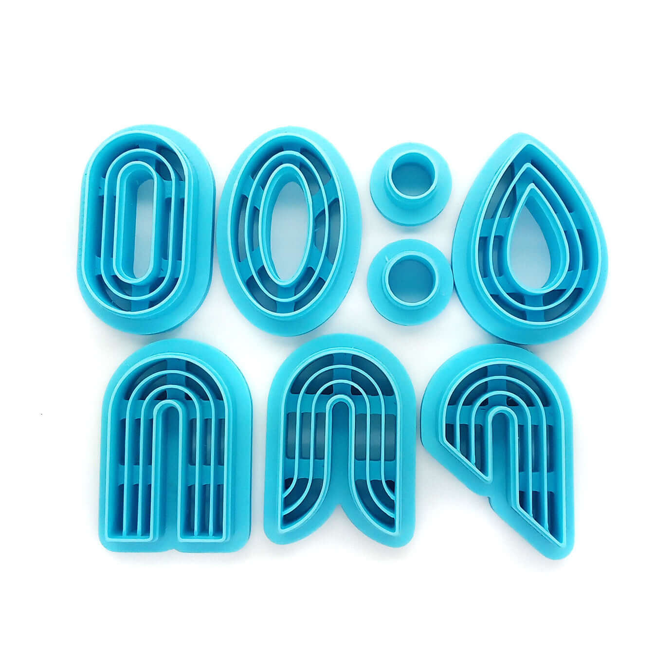 Clay Cutters for Earrings: 7 pieces, Ovals and Rainbow Shapes