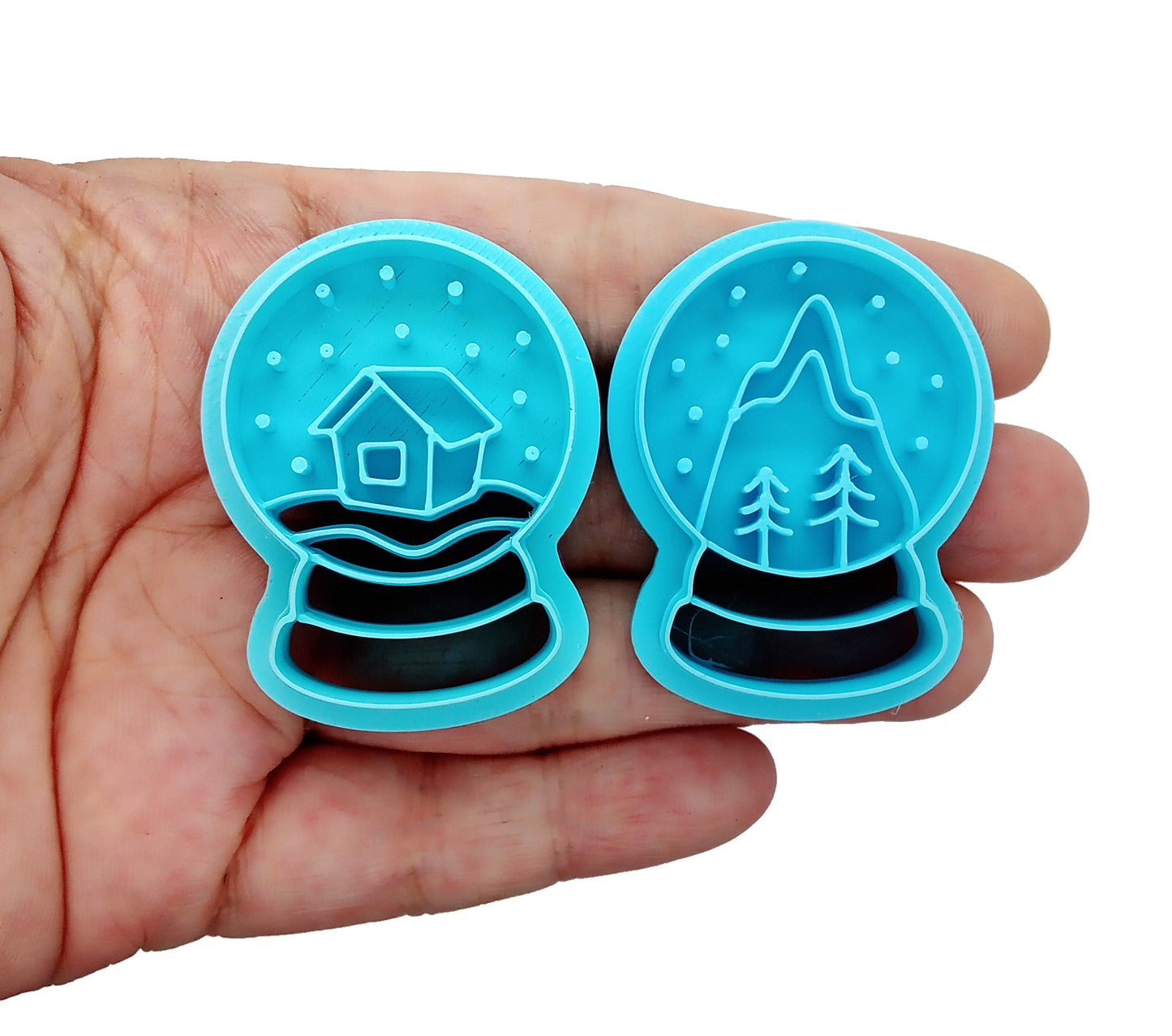Snow Globe Clay Cutters, with House & Mountain