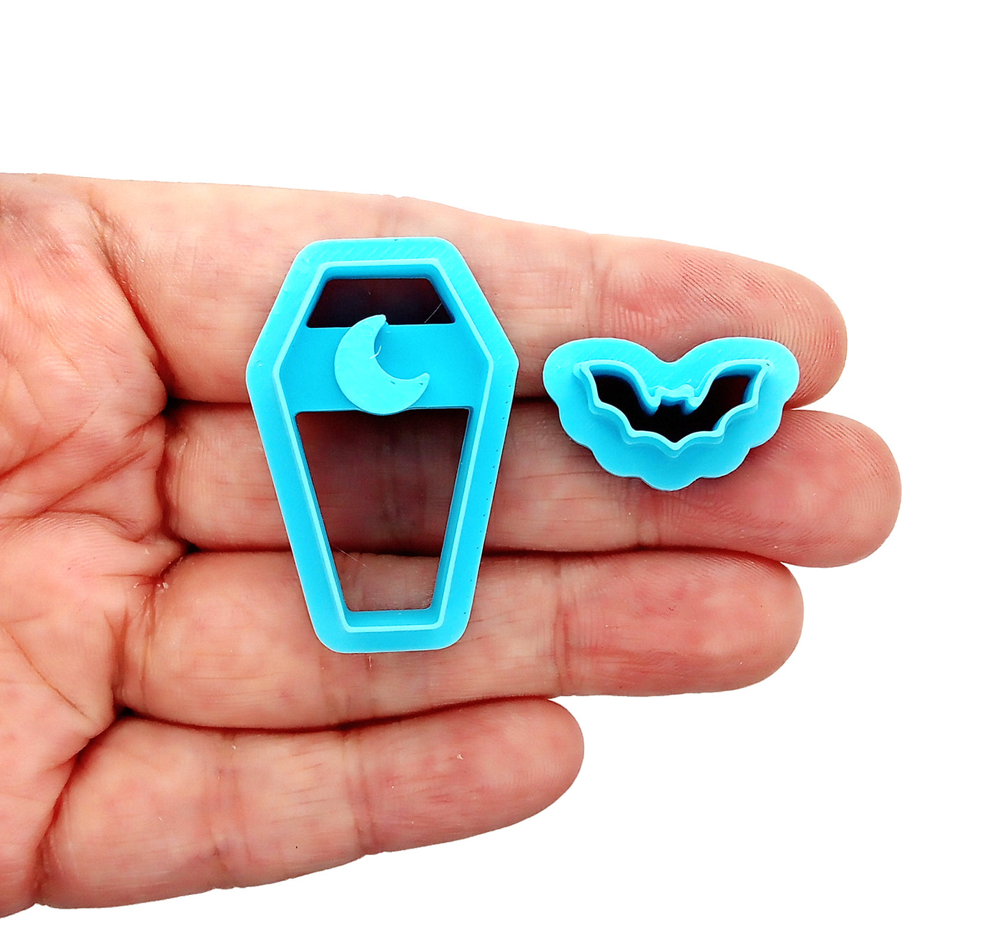 Halloween Clay Cutters: Bat with Coffin in hand, featuring sturdy sharp blades for clean cuts.