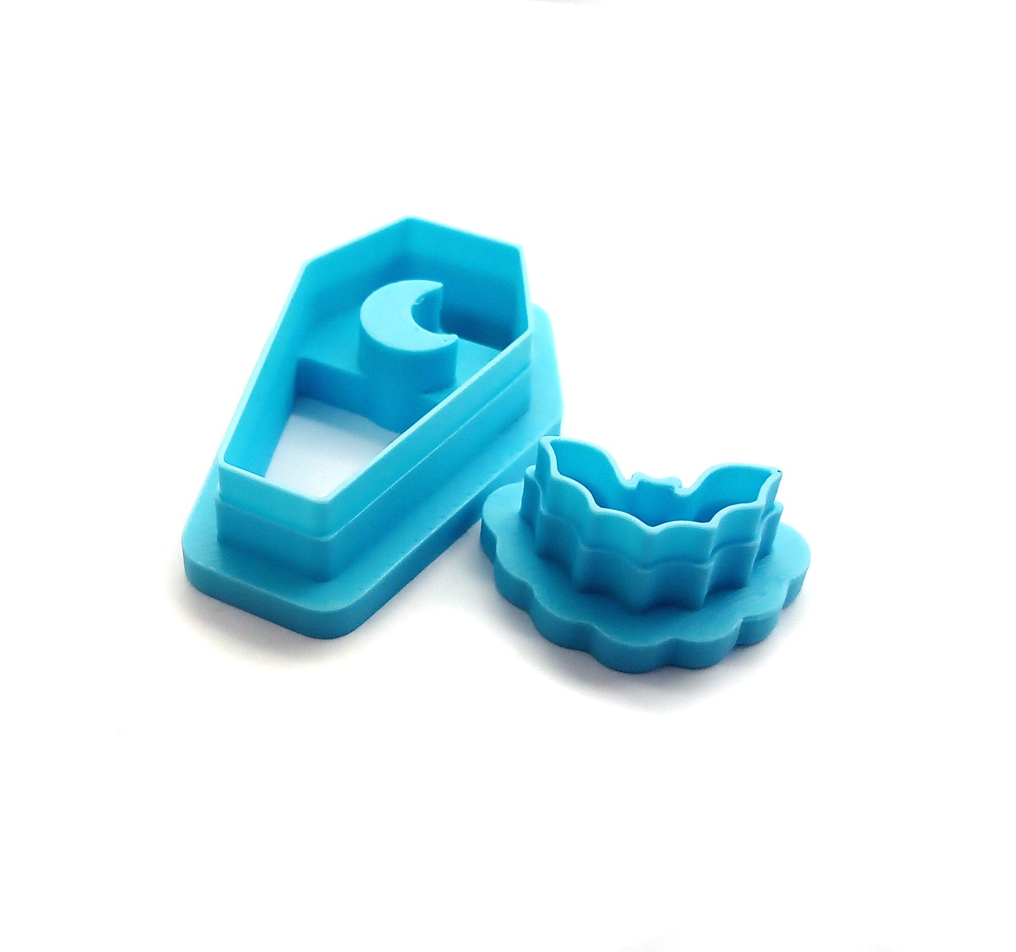 Halloween Clay Cutters: Bat with Coffin set, featuring sturdy sharp blades for polymer clay crafting.