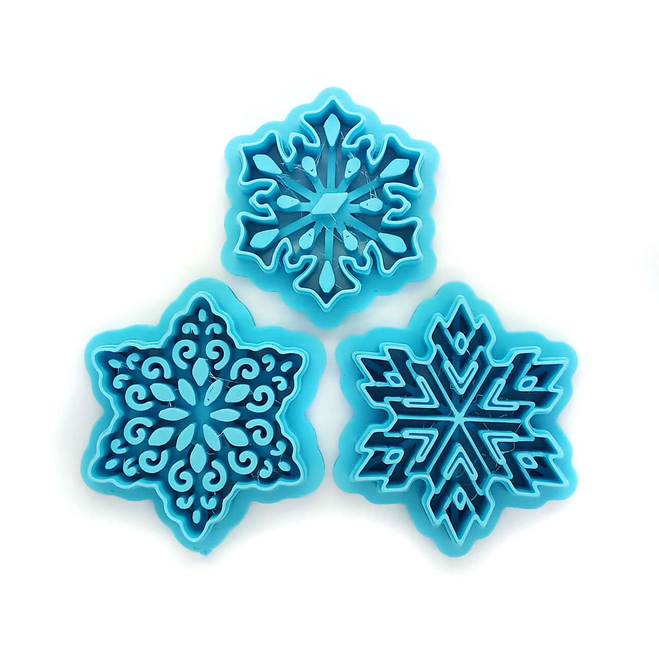 Intricate Snowflake Clay Cutters: Set of 4, lightweight polymer clay cutters with sturdy sharp blades.