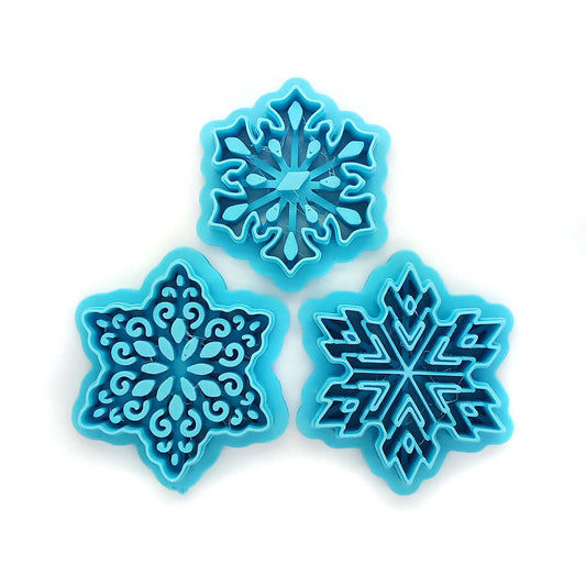 Intricate Snowflake Clay Cutters: Set of 4, lightweight polymer clay cutters with sturdy sharp blades.