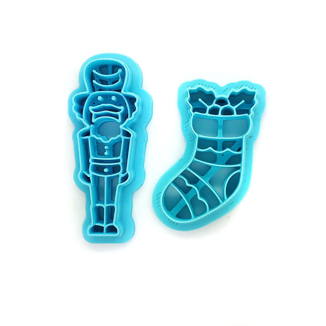 Christmas Clay Cutters: Nutcracker & Stocking set of two sturdy polymer clay cutters with sharp blades.
