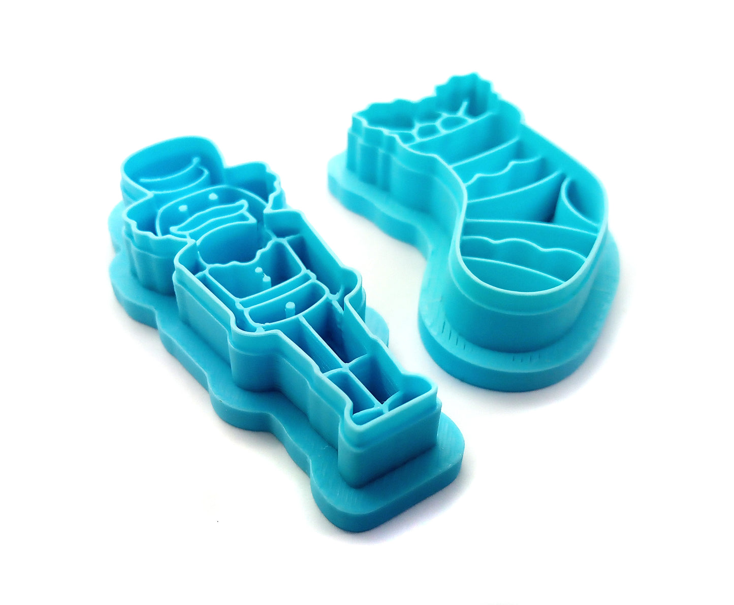 Christmas Clay Cutters: Nutcracker & Stocking - Set of 2 polymer clay cutters with sturdy sharp blades, lightweight design.