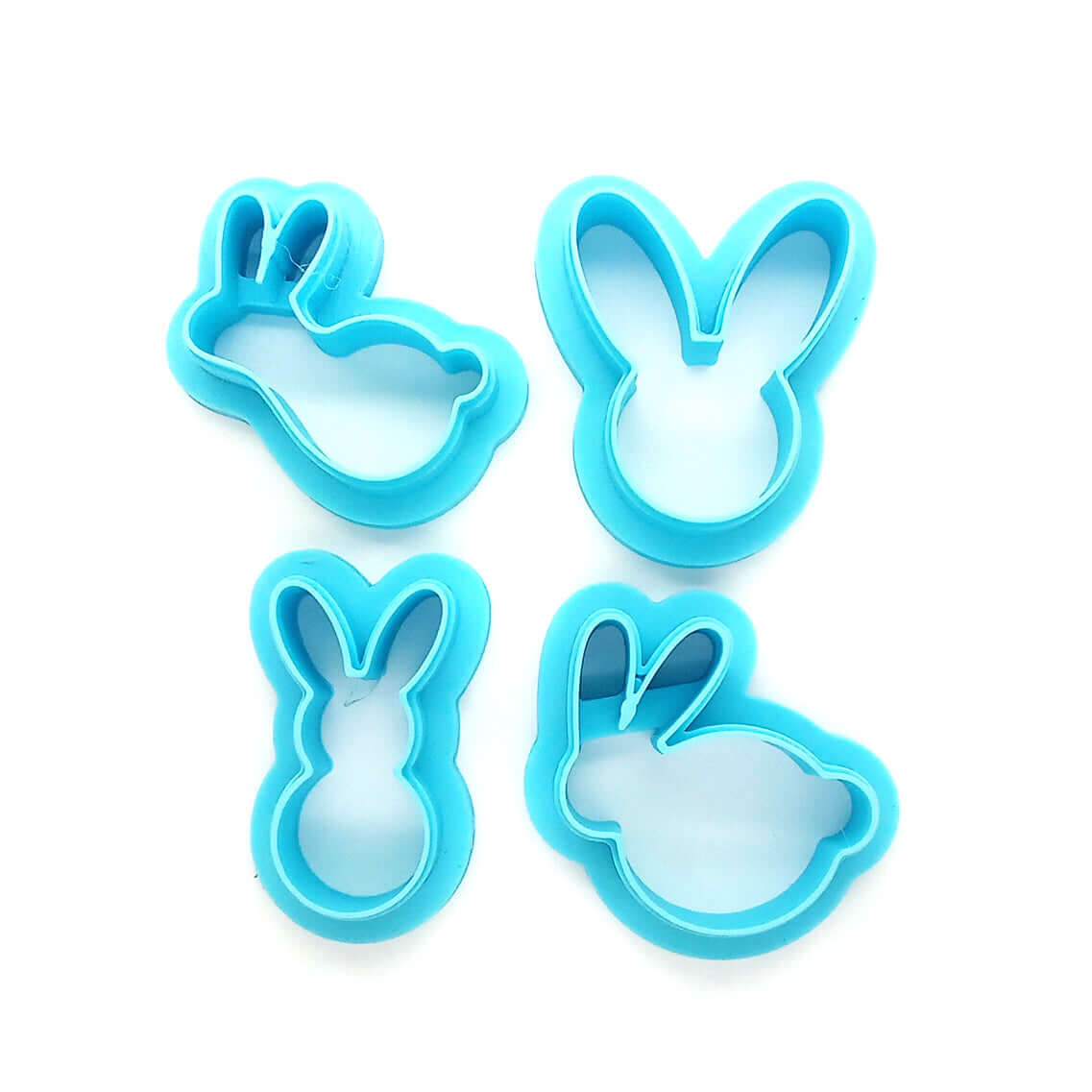 Easter Bunny Clay Cutters: Set of 4 Shapes, sturdy polymer clay cutters with sharp blades, lightweight and easy to use.