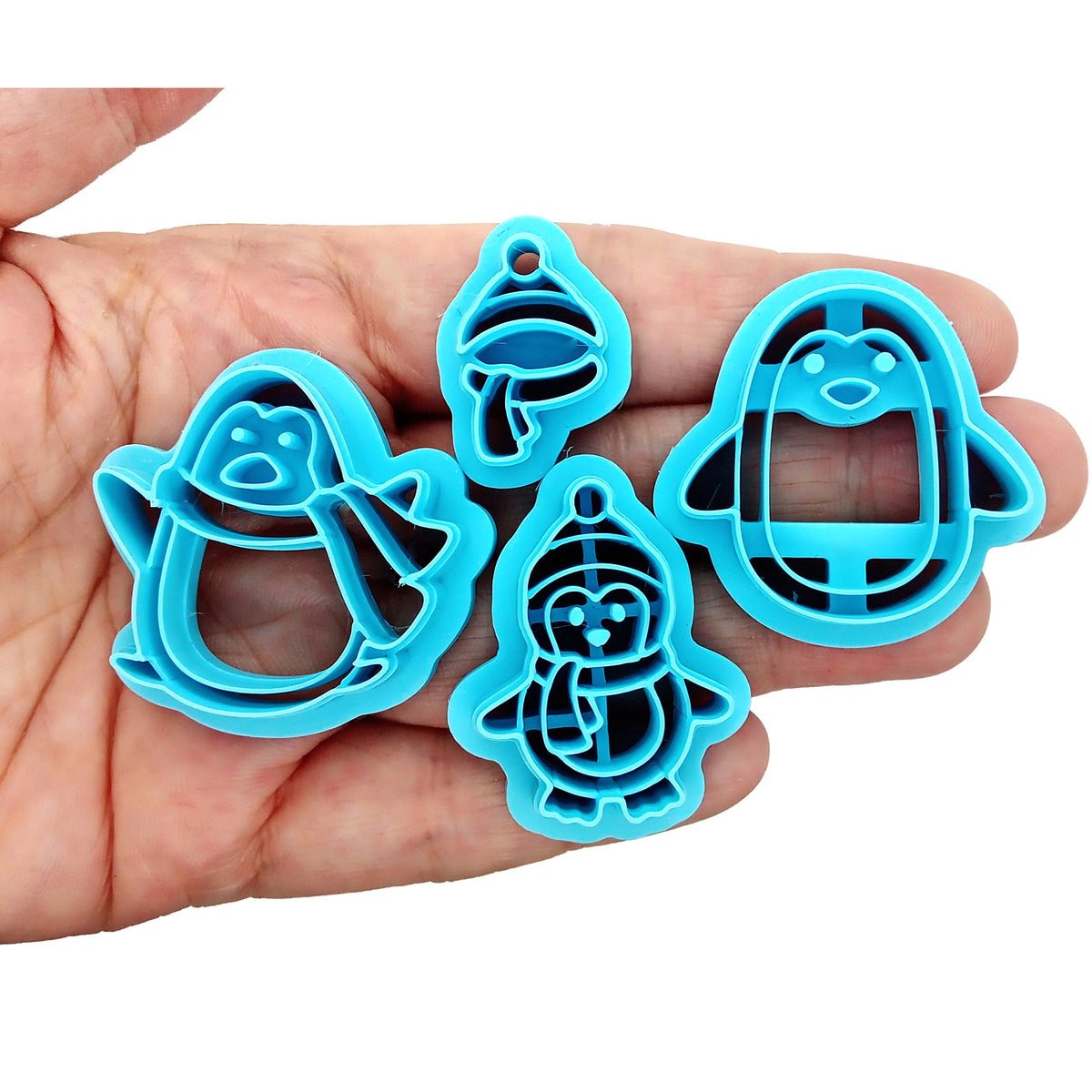 Winter penguin polymer clay cutters set.