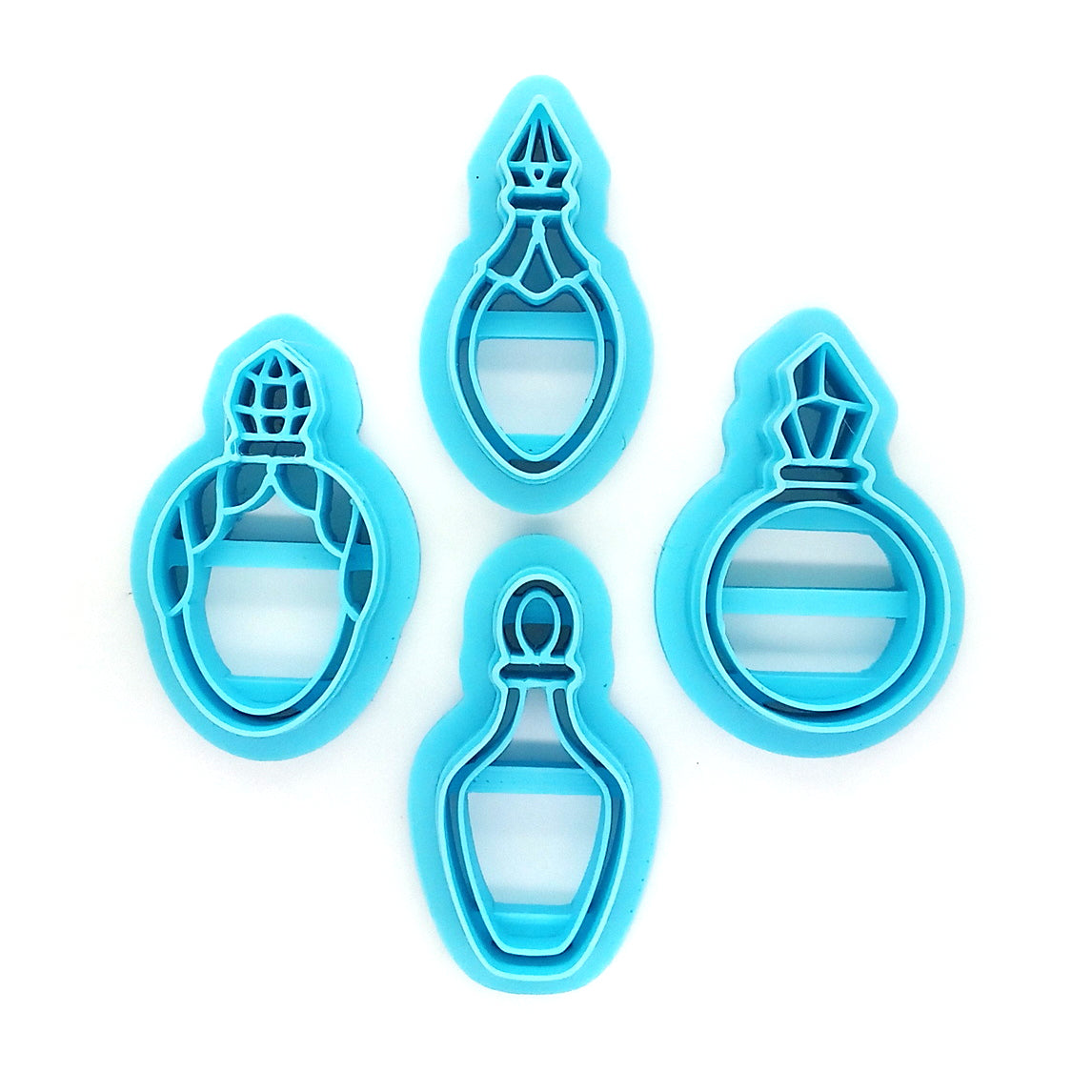 Small potion or perfume bottle polymer clay cutter set.