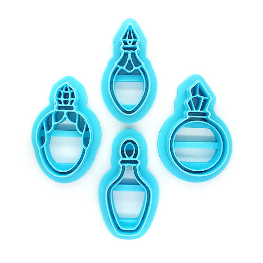 Small potion or perfume bottle polymer clay cutter set.