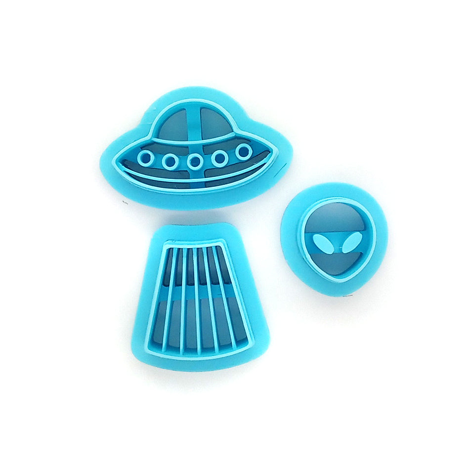 Cute UFO with alien polymer clay cutters.