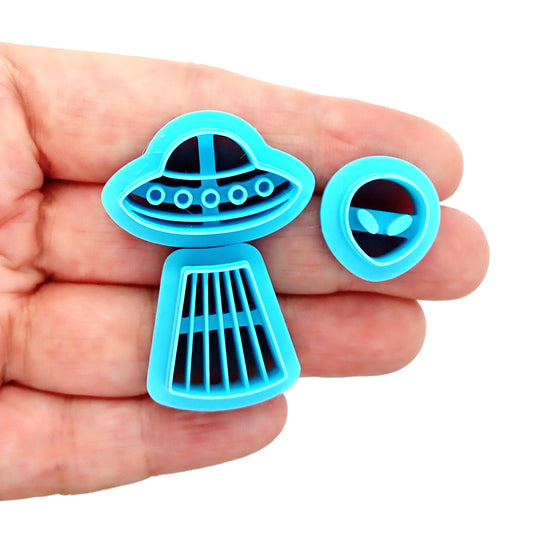 Cute UFO with alien polymer clay cutters.