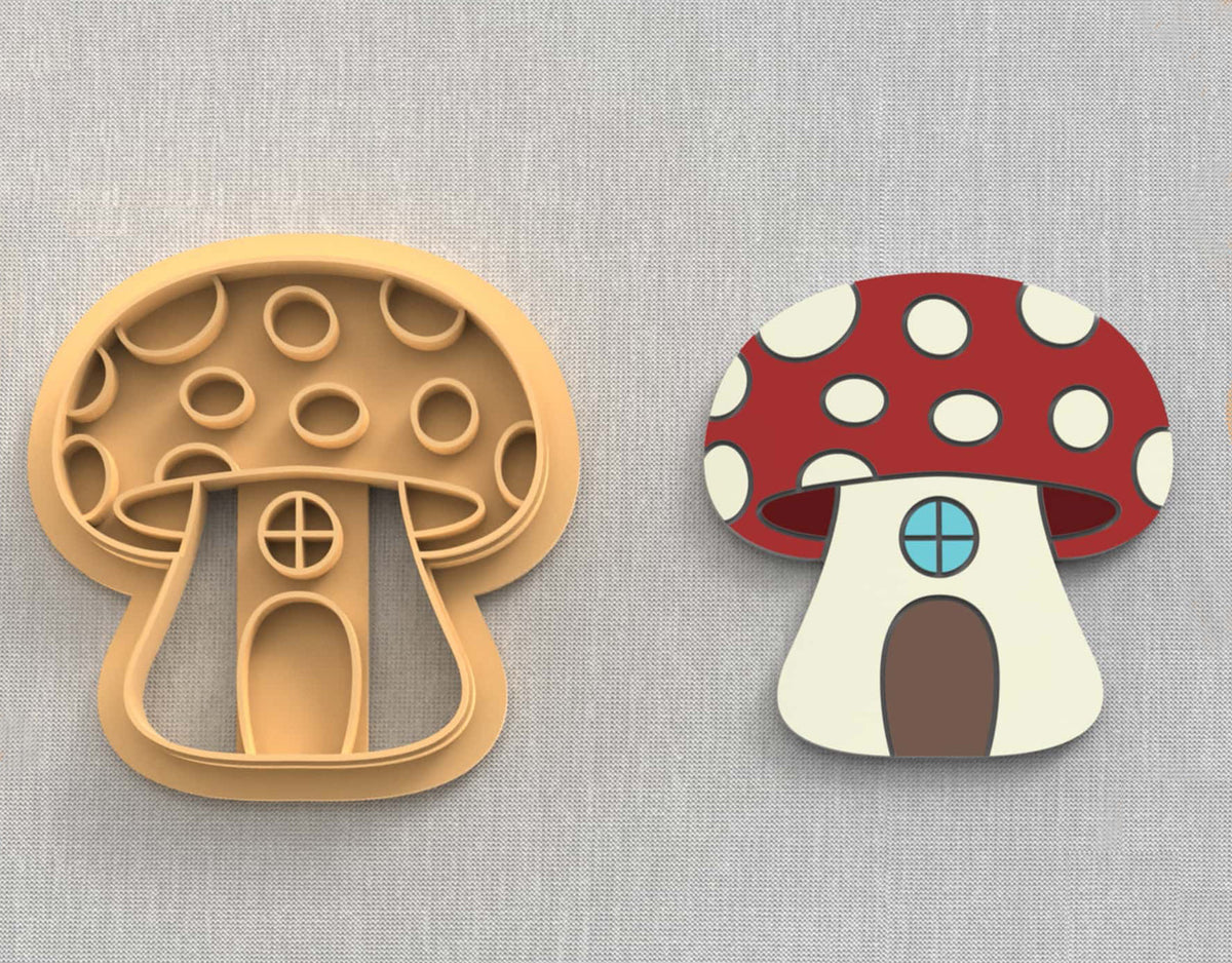 Little mushroom house polymer clay cutters.