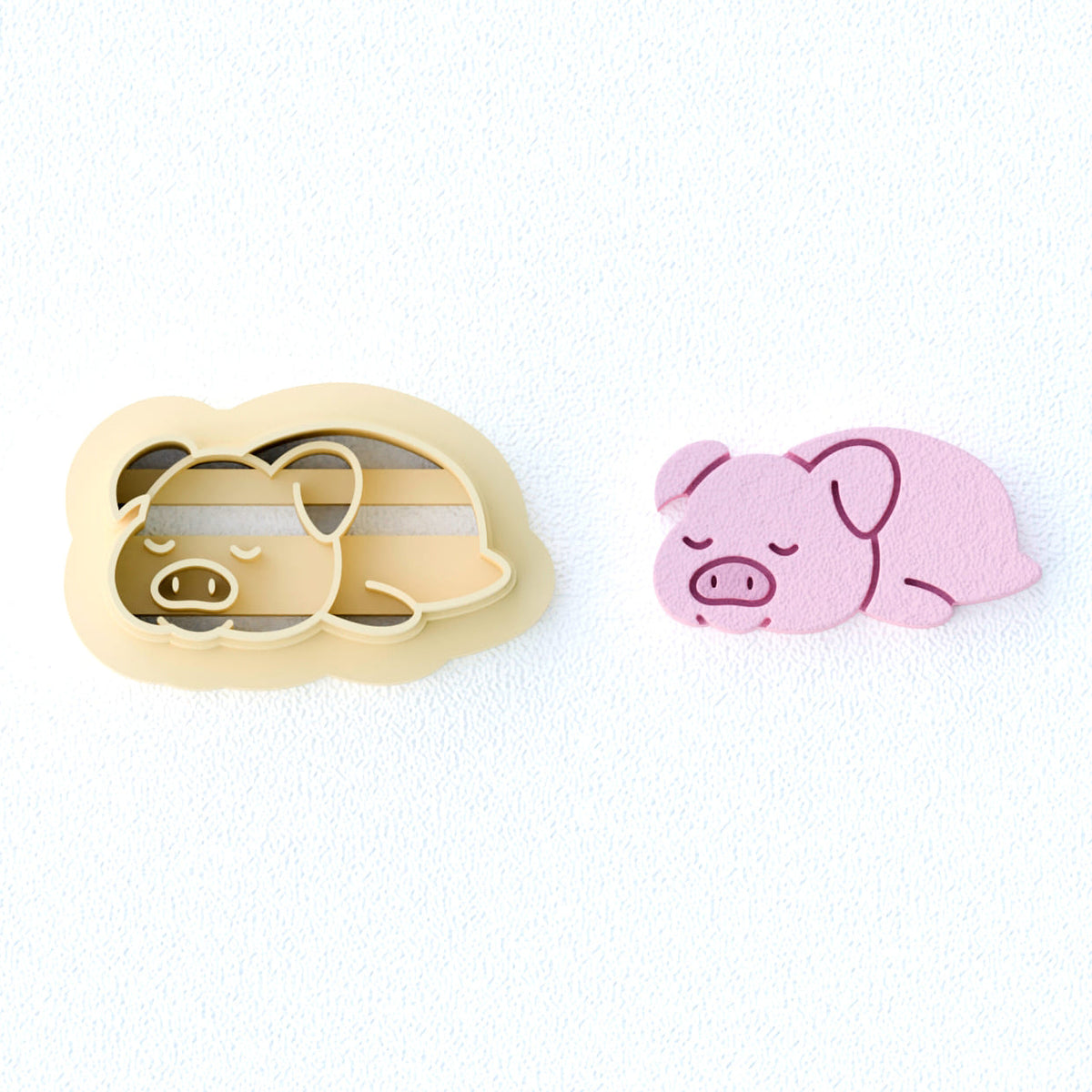 Sleepy pig polymer clay cutters.