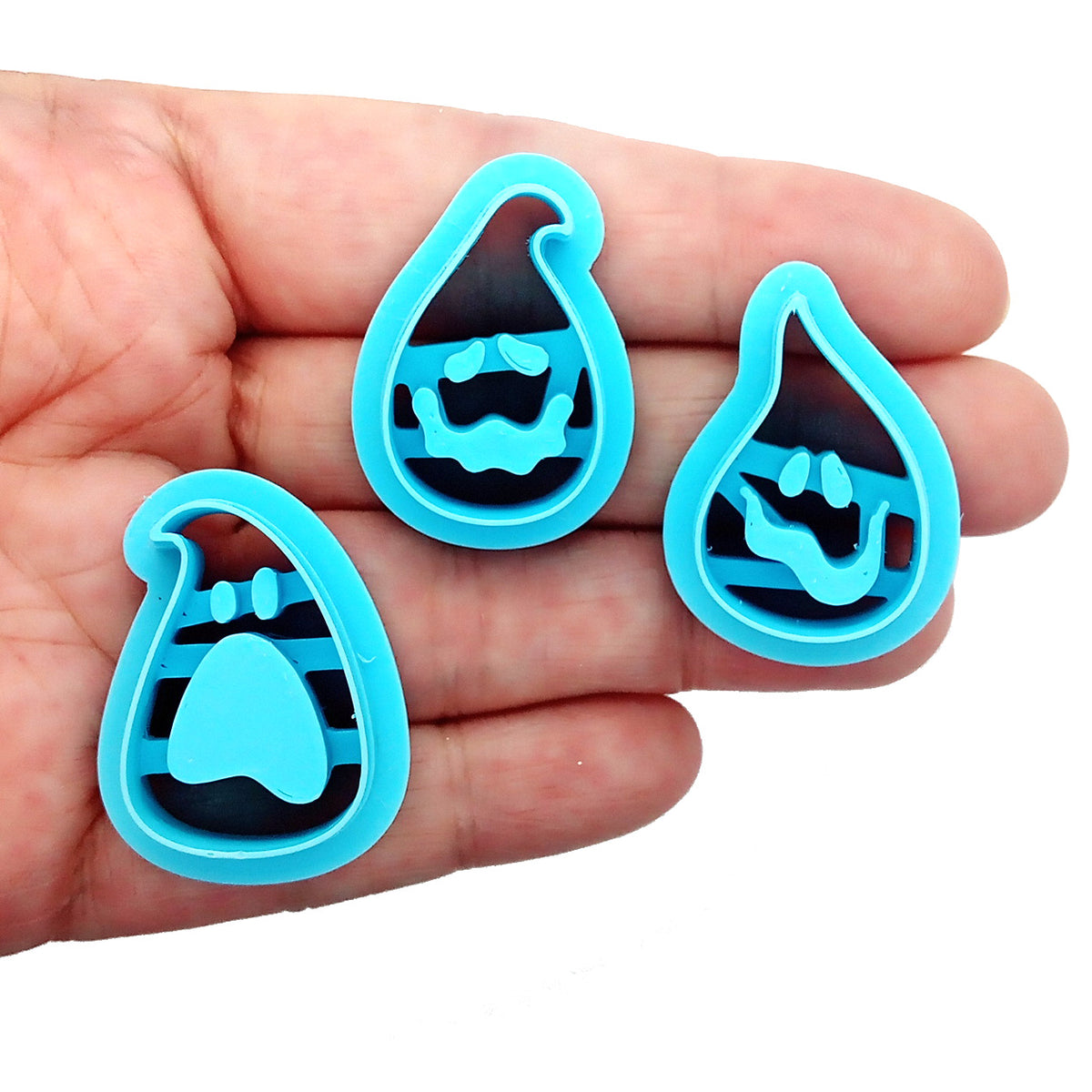 Ghost or ghoul face polymer clay cutters set