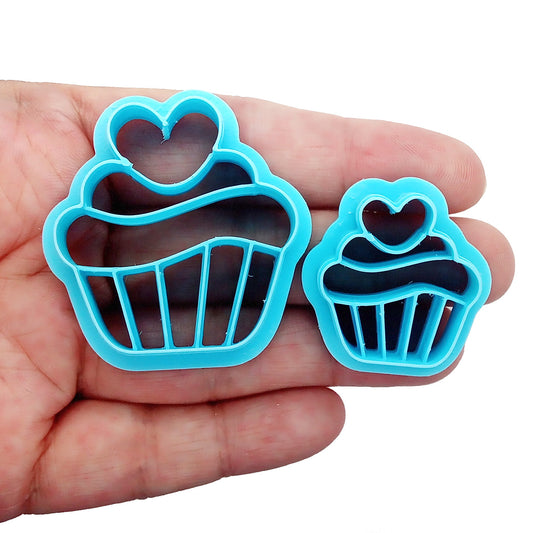Cupcakes with hearts polymer clay cutters.