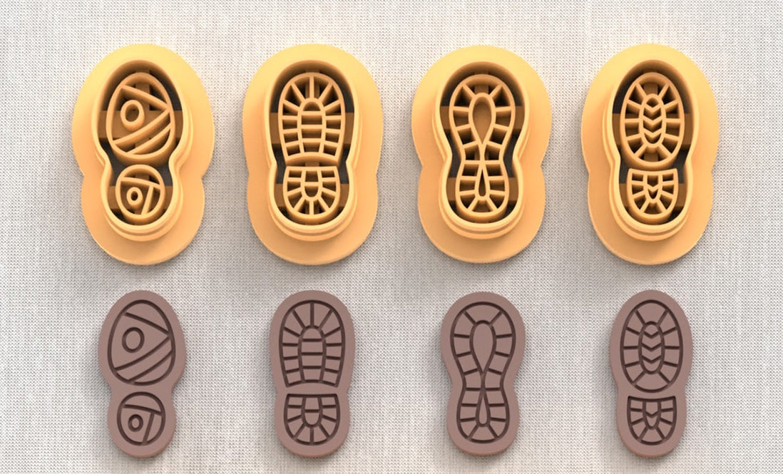 Boot shoe or foot prints clay cutter set