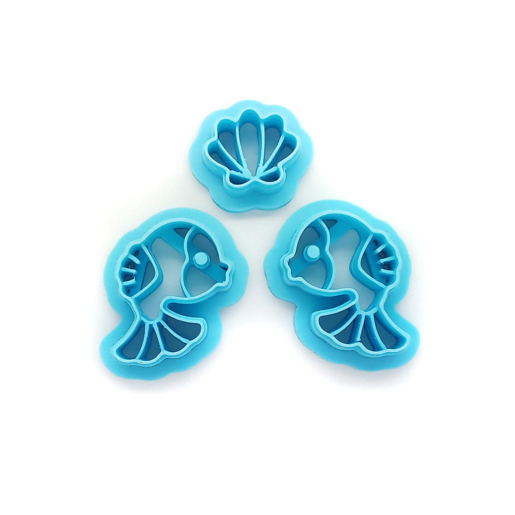 Cute fish and seashell polymer clay cutters.
