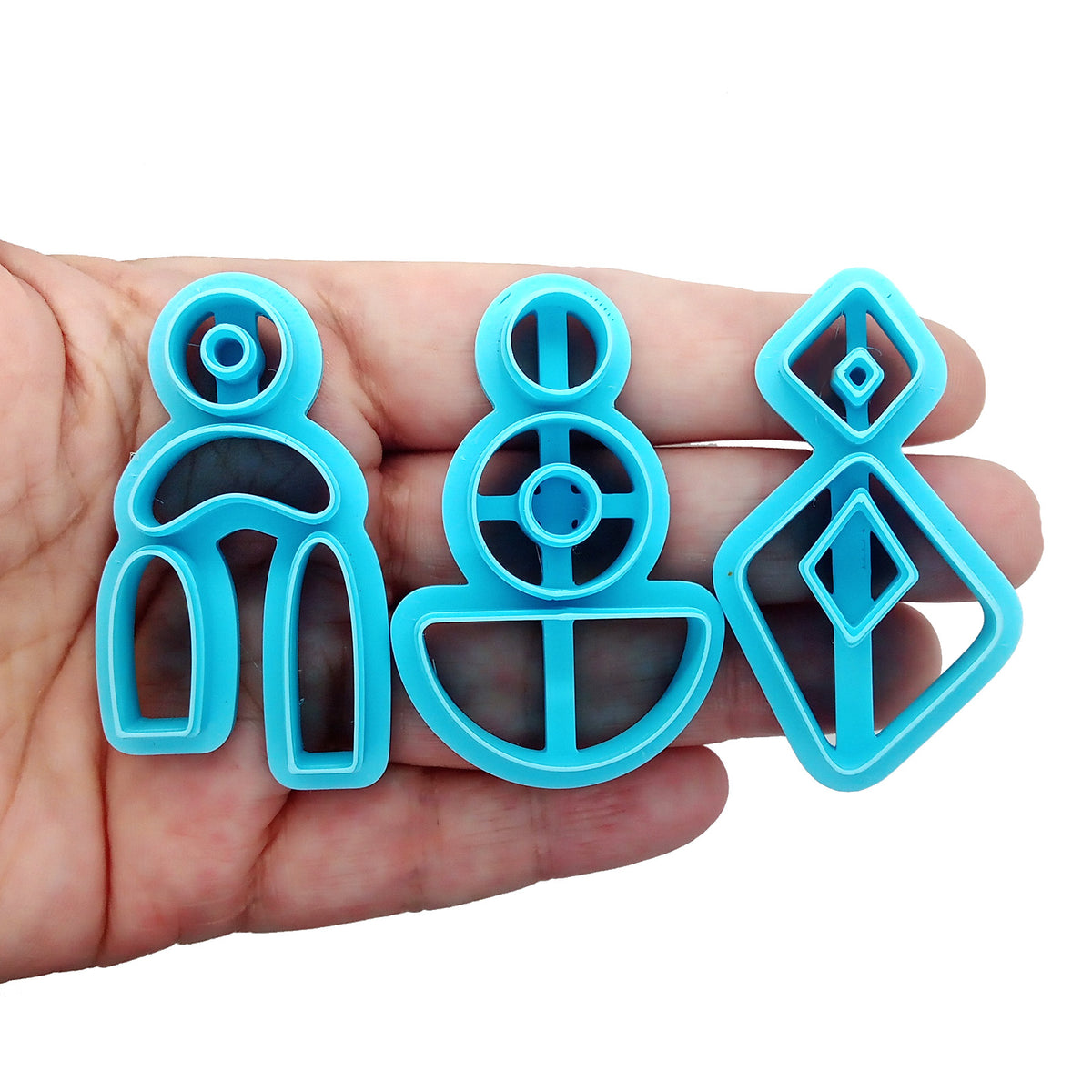 Organic boho shaped polymer clay cutters to make earrings.