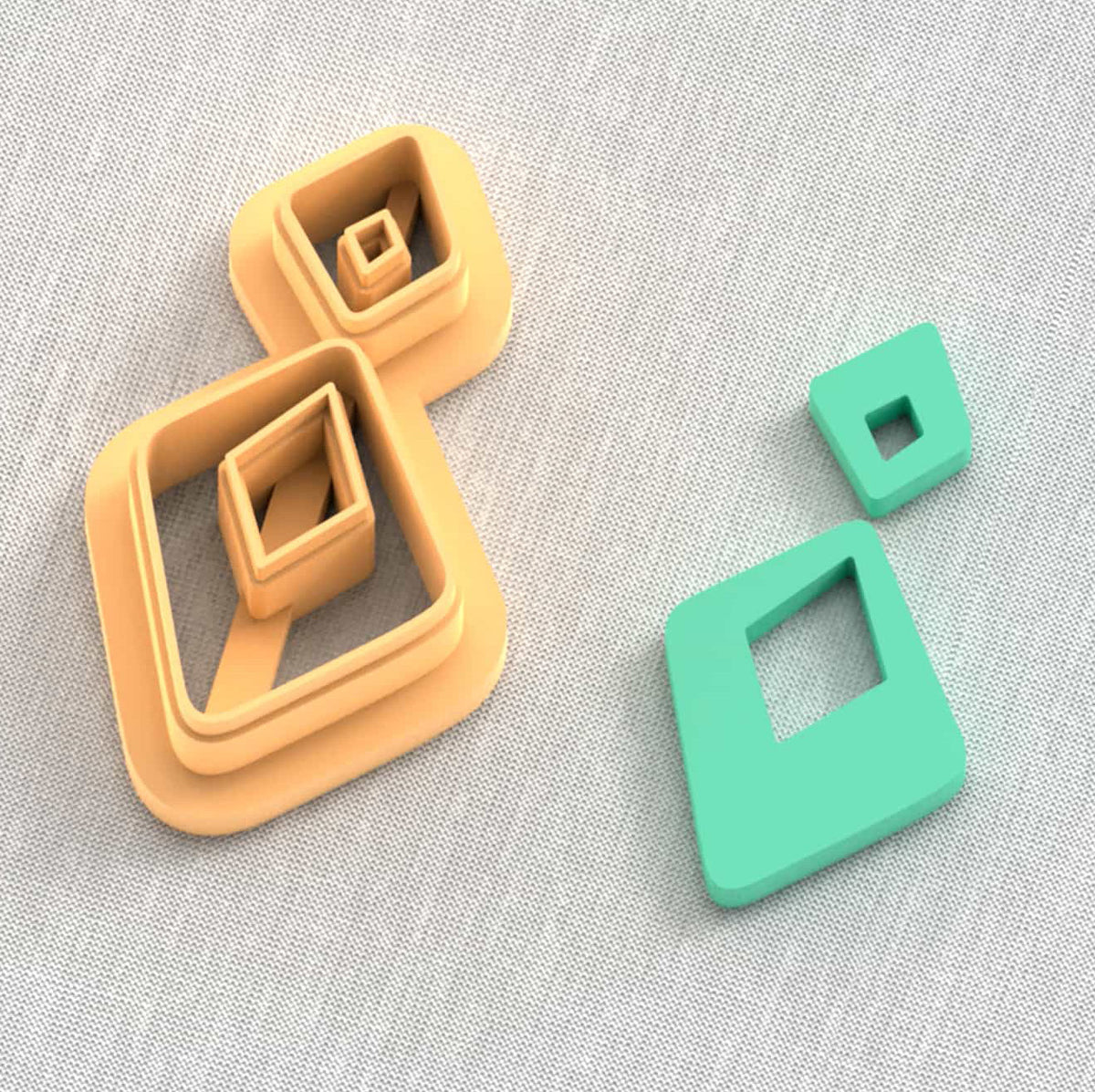 Organic boho shaped polymer clay cutters to make earrings.