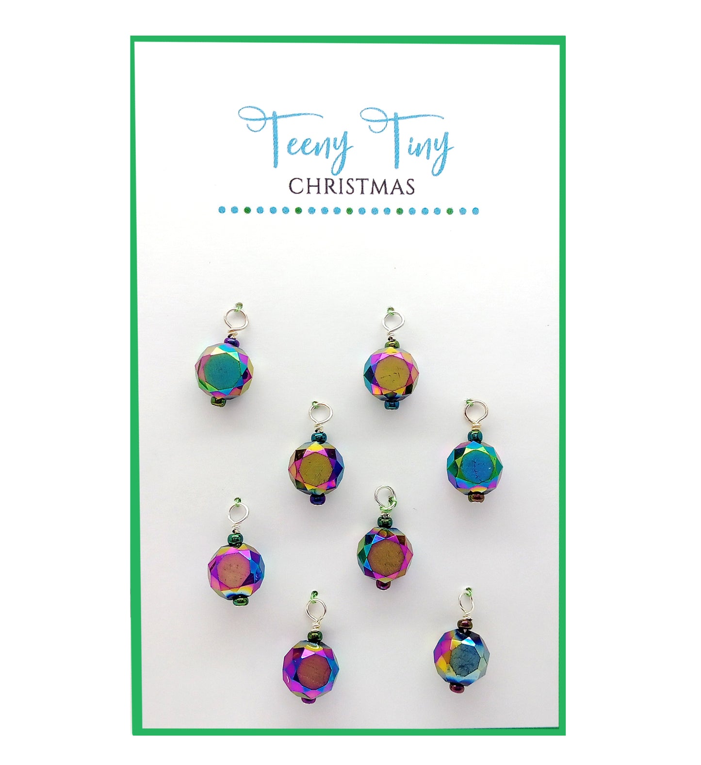 Tiny Christmas Ornaments for Mini Chrismas Trees, 8 pcs, Rainbow Glass