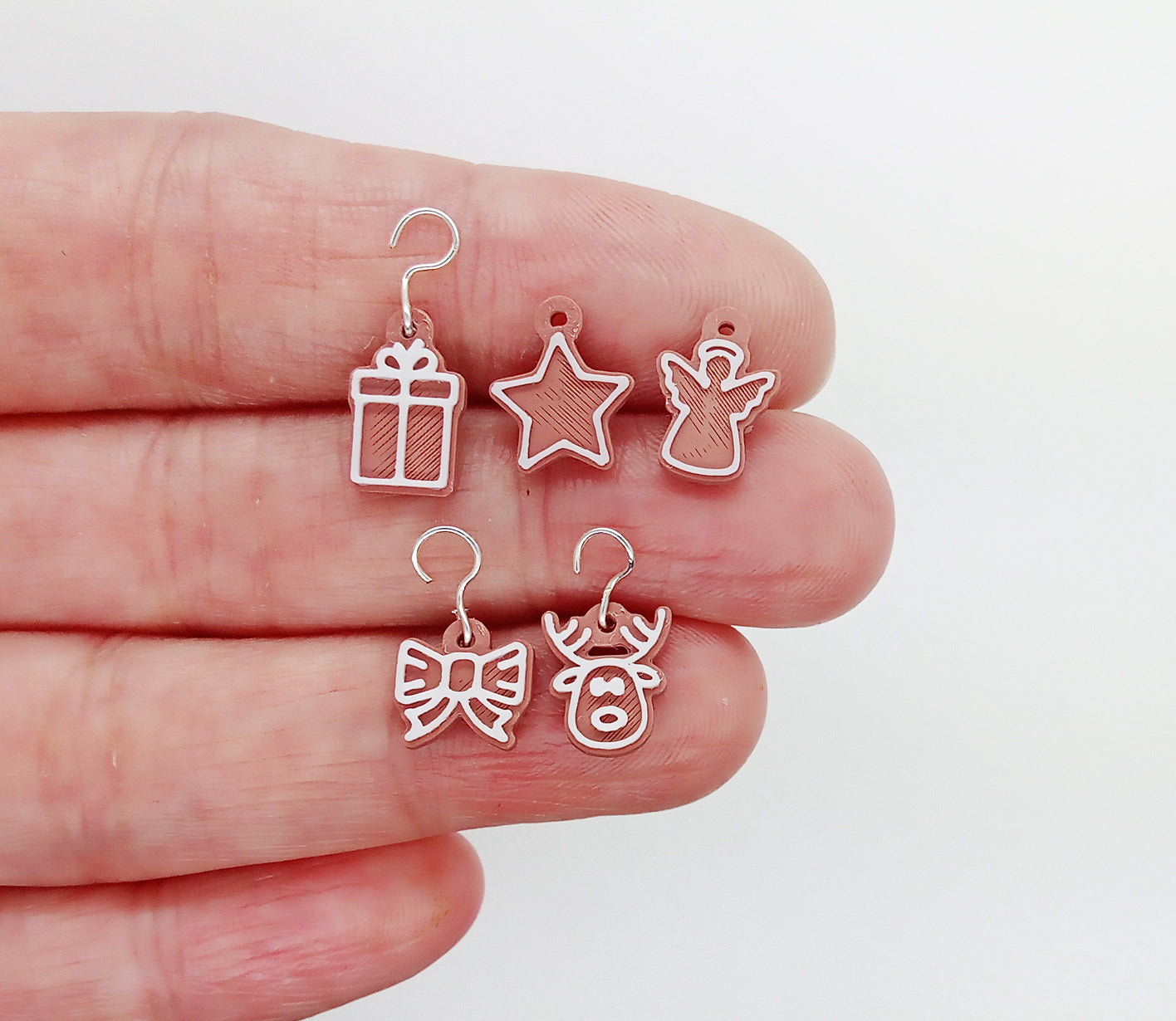 Tiny Christmas Ornament Set, 14 pc Cute Mini Gingerbread Cookie Baubles, 1/2 inch long
