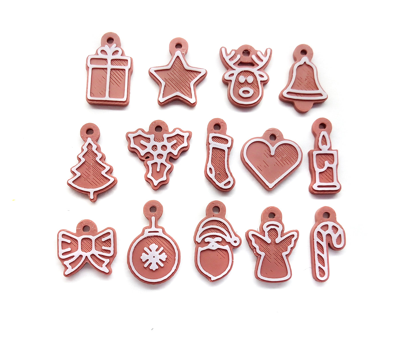 Tiny Christmas Ornament Set, 14 pc Cute Mini Gingerbread Cookie Baubles, 1/2 inch long