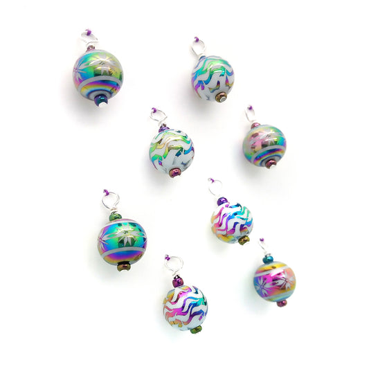 Rainbow miniature ornaments for dollhouse mini Christmas trees.