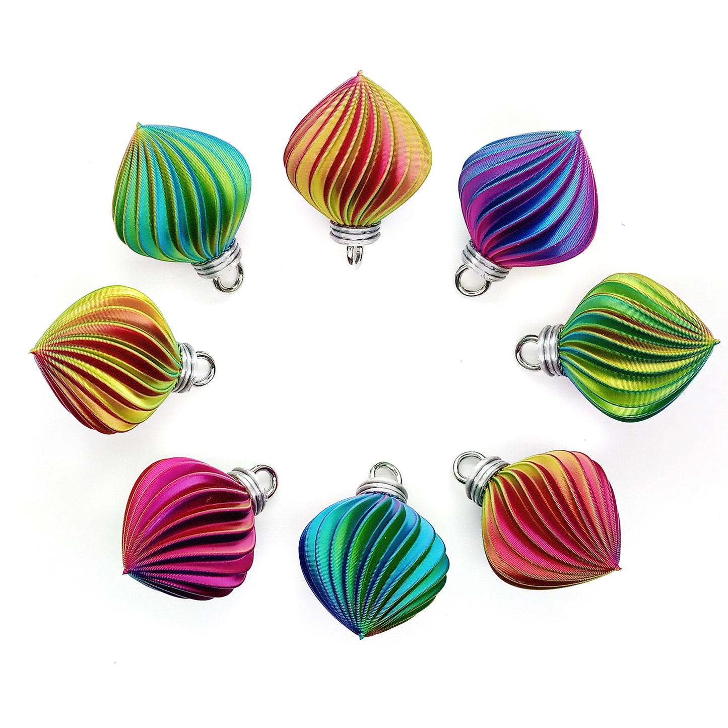 Pretty Rainbow Swirl Ornaments, 8 pieces, 1 inch tall