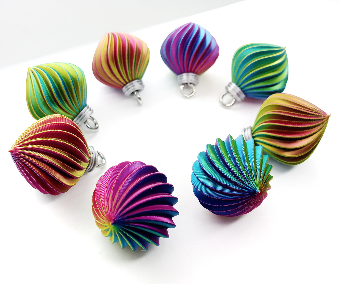 Pretty Rainbow Swirl Ornaments, 8 pieces, 1 inch tall