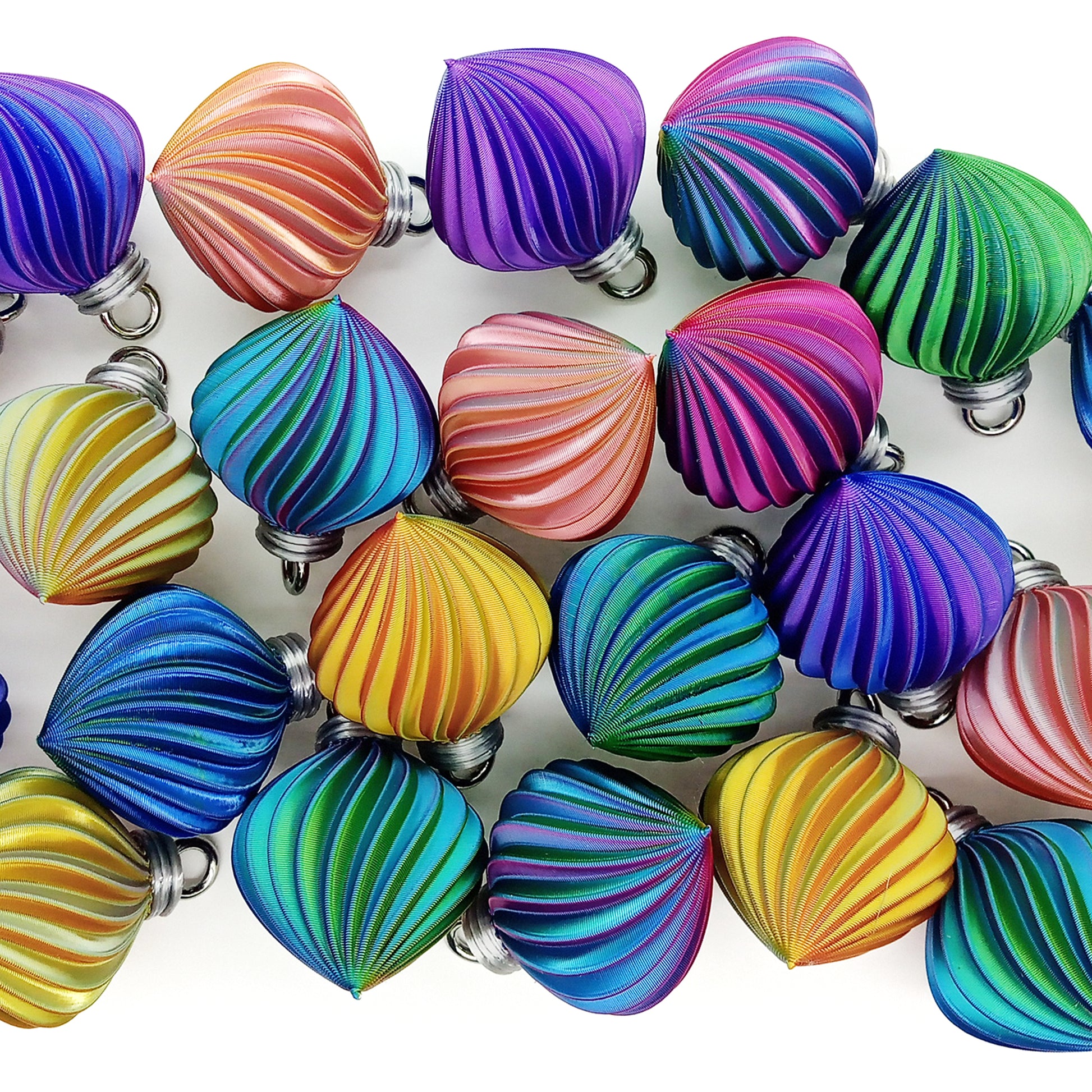 Colorful swirl ornaments for dollhouse or mini tabletop Christmas trees: color mix.