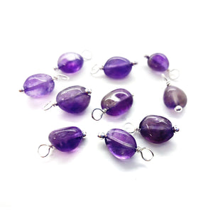 Amethyst pebble chip dangle charms made from small gemstone beads.