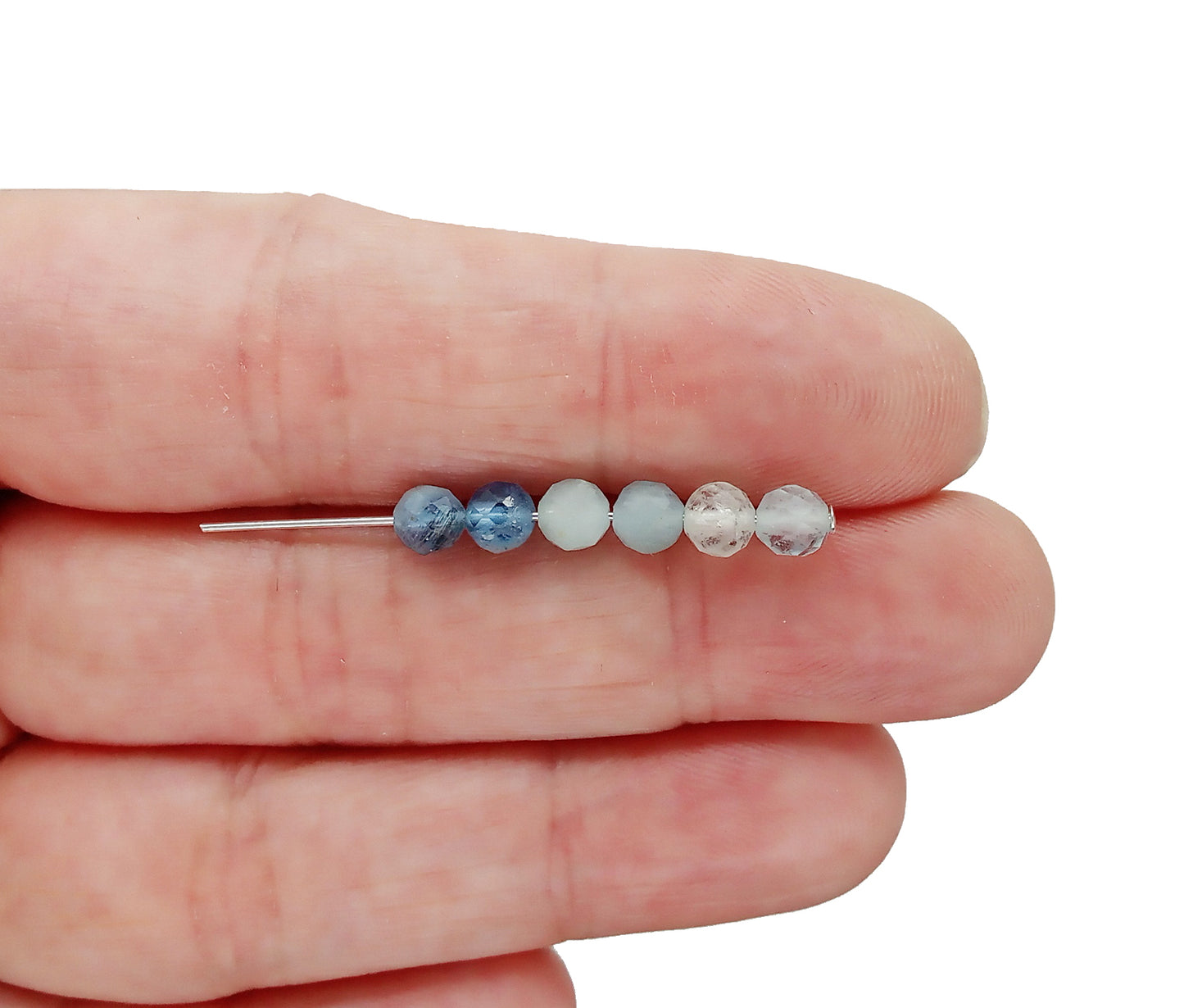 4mm Aquamarine Bead Dangles, March Birthstone Charms, Pair