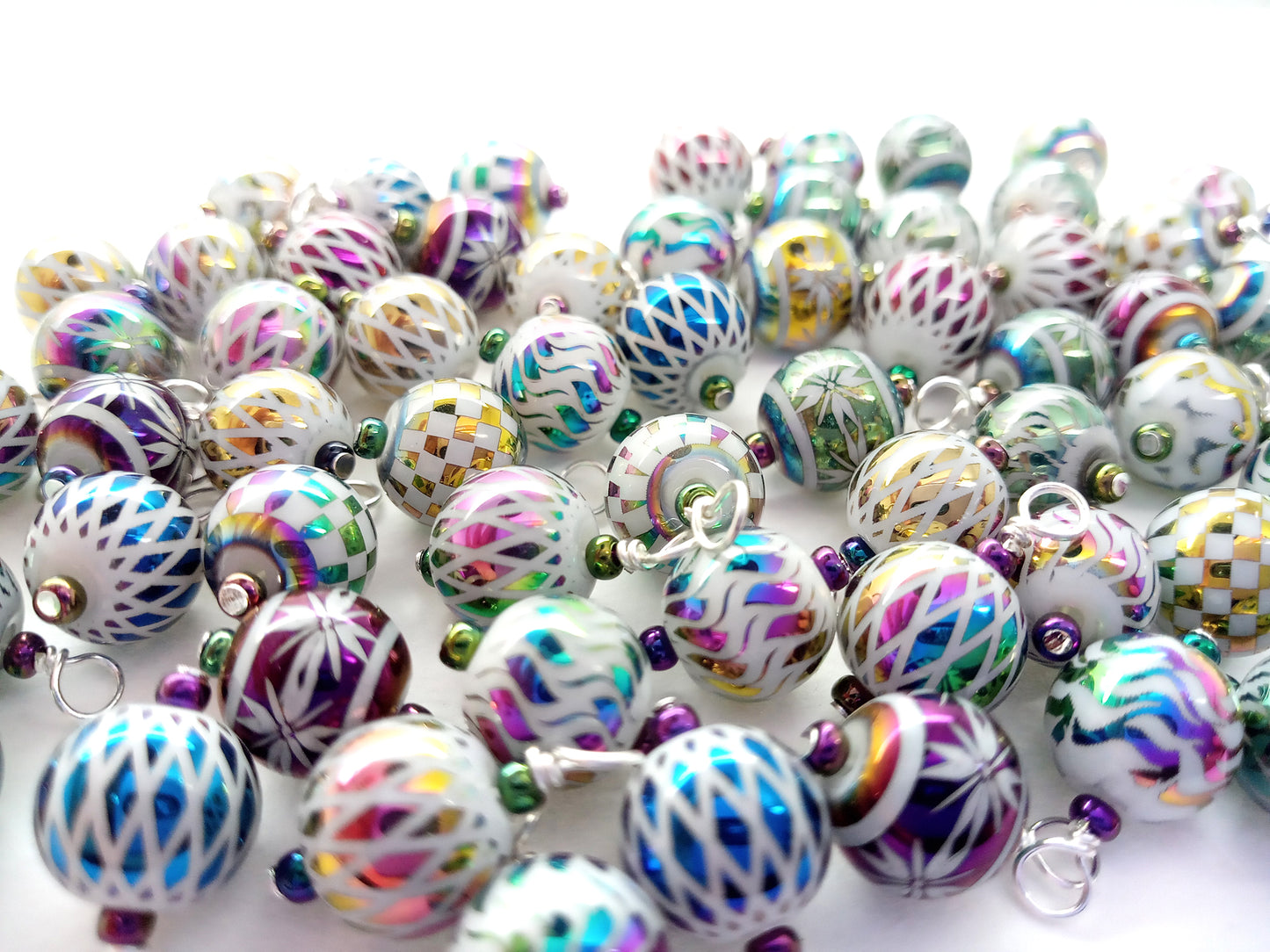 20 Tiny Christmas Ornaments, Glass Bauble Mix for 1:12 Scale or Dollhouse Trees
