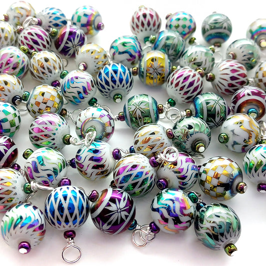 20 Tiny Christmas Ornaments, Glass Bauble Mix for 1:12 Scale or Dollhouse Trees