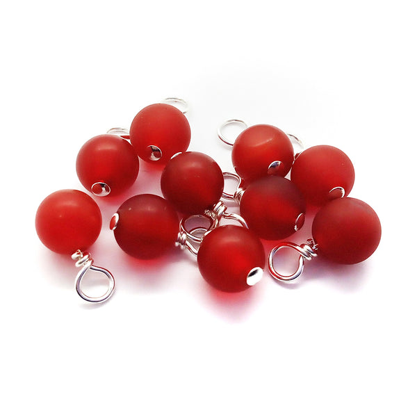 Red carnelian bead charms with a matte finish in 6mm size.