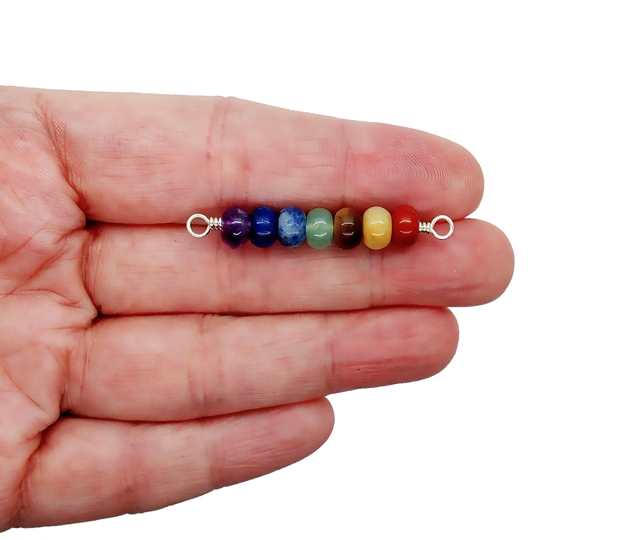 Chakra Gemstone Link, 7 Rondelle Stone Connector