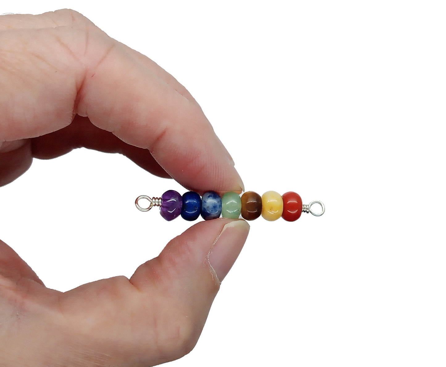 Chakra Gemstone Link, 7 Rondelle Stone Connector