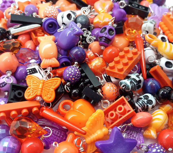 Halloween Charm Mix, 35 pc Assorted Creepy Cute Dangles and Acrylic Charms