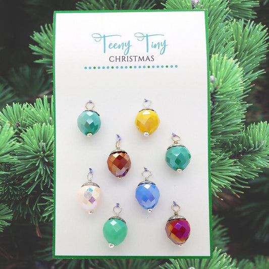 Pretty Mini Faceted Christmas Baubles, Set of 8, for Dollhouse Trees