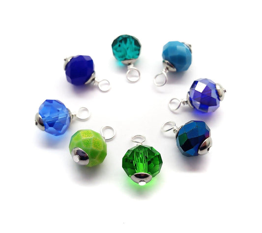 Blue & Green Miniature Glass Christmas Ornaments, 10 pieces