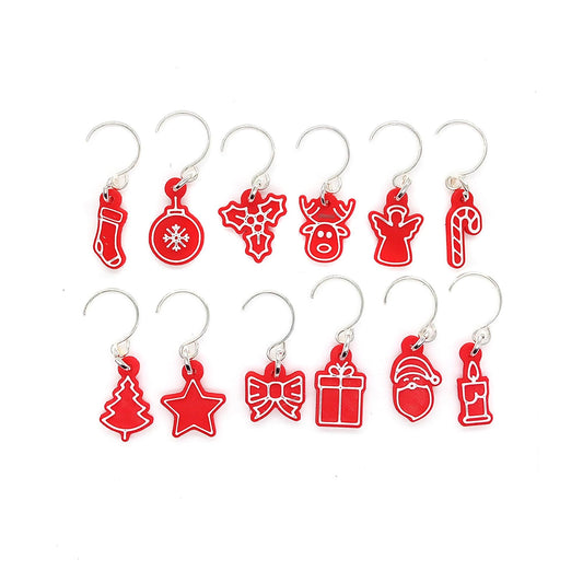 Adorable Red Ornaments for Mini Trees, Red Christmas Cookie Theme, 12 pcs